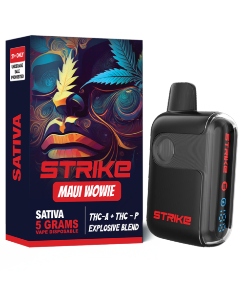 Strike THC-A Maui Wowie Explosive Blend 5G Sativa with tropical pineapple flavor and uplifting island-style energy