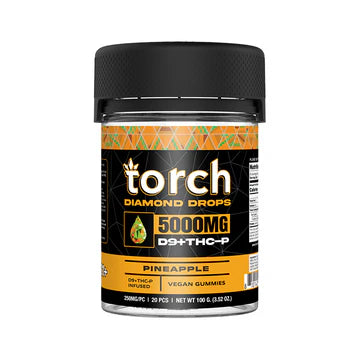 Torch Diamond Drop Pineapple gummies 5000mg THC-P with sweet tropical pineapple and powerful psychoactive experience