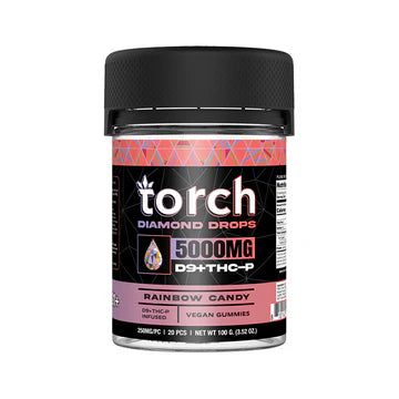 Torch Diamond Drop Rainbow Candy gummies 5000mg THC-P with fruity candy flavor and potent hybrid-like THC-P high