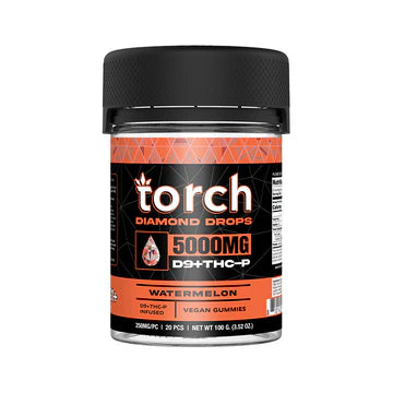 Torch Diamond Drop Watermelon gummies 5000mg THC-P with sweet juicy watermelon and intense mind and body effects