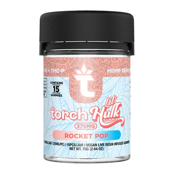 Torch Lil' Hulk Rocket Pop gummies 375g with nostalgic red white and blue popsicle flavor and smooth kick