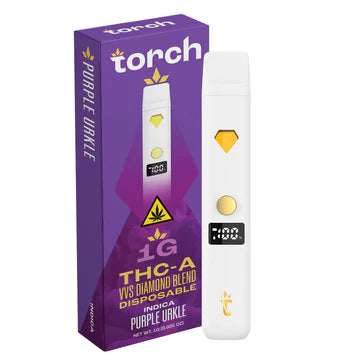 Torch THC-A VVS Diamond Blend Purple Urkle disposable 1g Indica with sweet grape flavor and full body sedation
