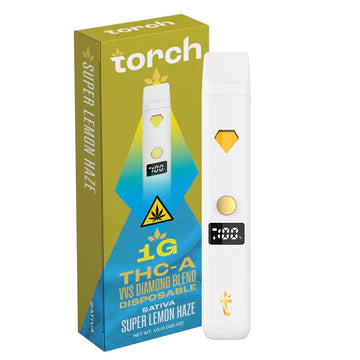 Torch THC-A VVS Diamond Blend Super Lemon disposable 1g Sativa with zesty citrus flavor and energizing daytime effects