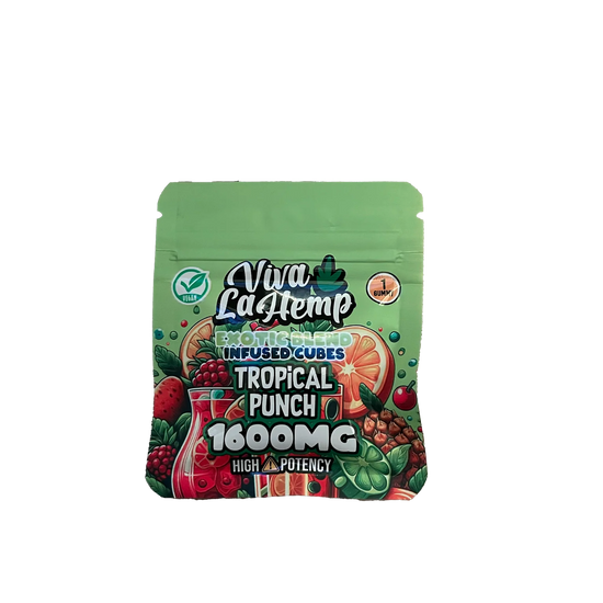 Viva La Hemp Tropical Punch infused cubes 1600mg with fruity island punch flavor and smooth hemp infusion