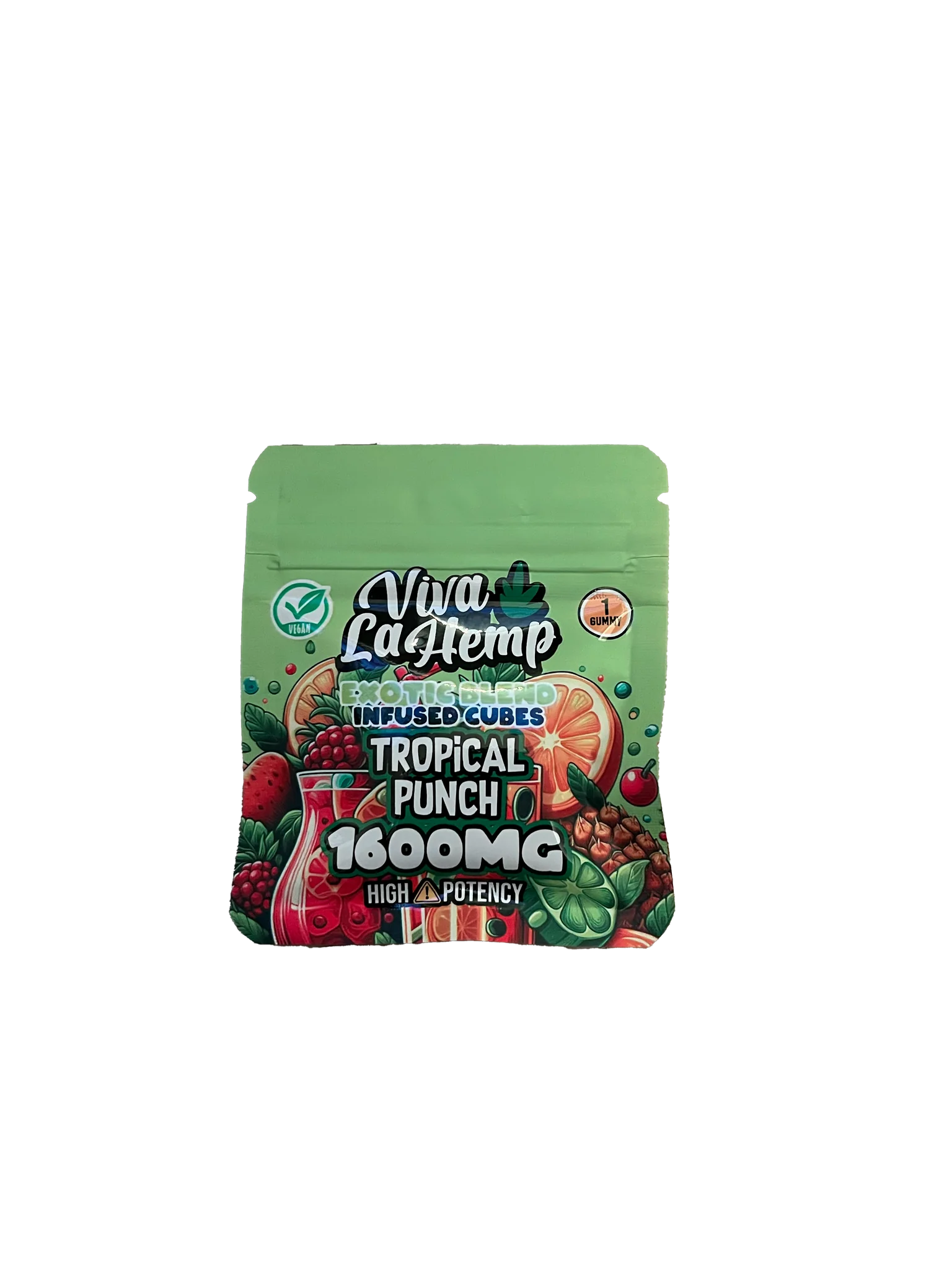 Viva La Hemp Tropical Punch infused cubes 1600mg with fruity island punch flavor and smooth hemp infusion